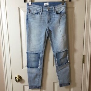 Hudson Suzzi Midrise Ankle Super Skinny Light Blue Distressed Jeans - 26